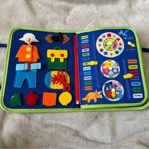 Interactive Felt Activity Book for Kids - Blue and Green